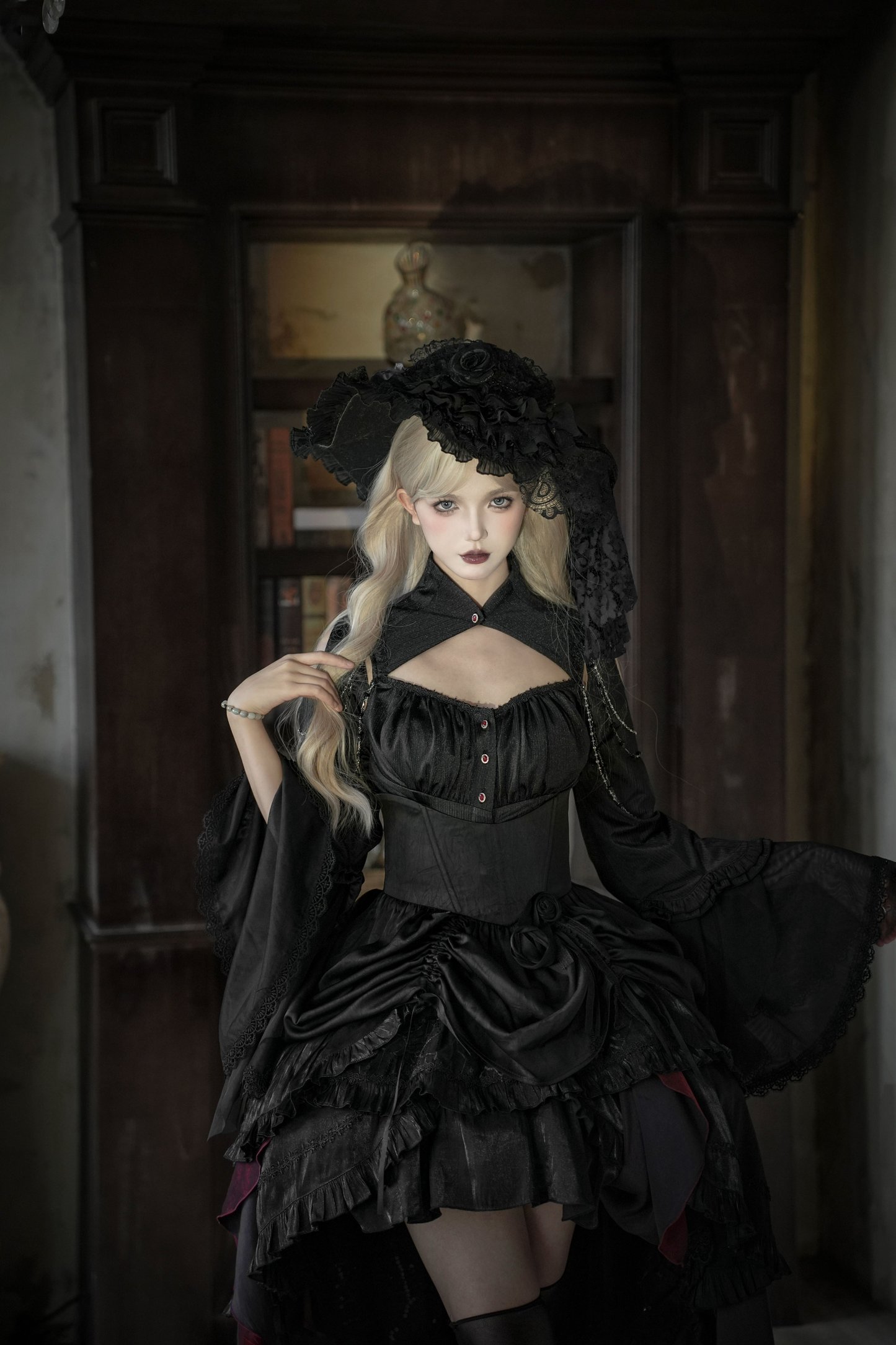 ダークフラワーゴシックロリータセットアップ