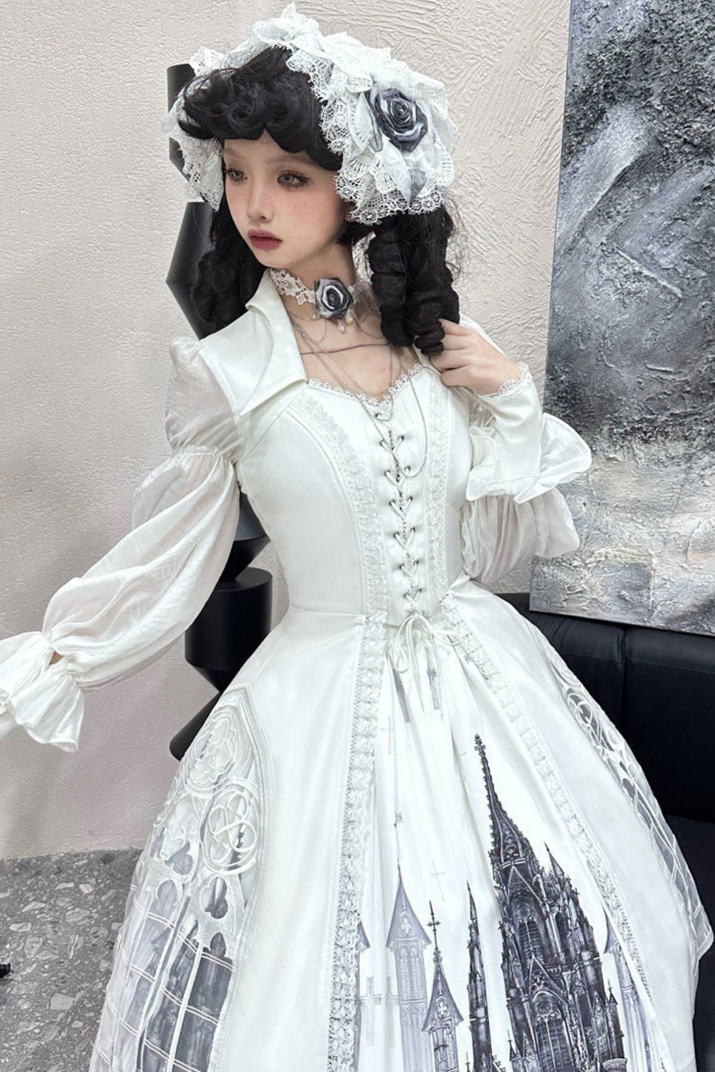 Gothic Lolita Jumper Skirt + Dark Top + Girdle