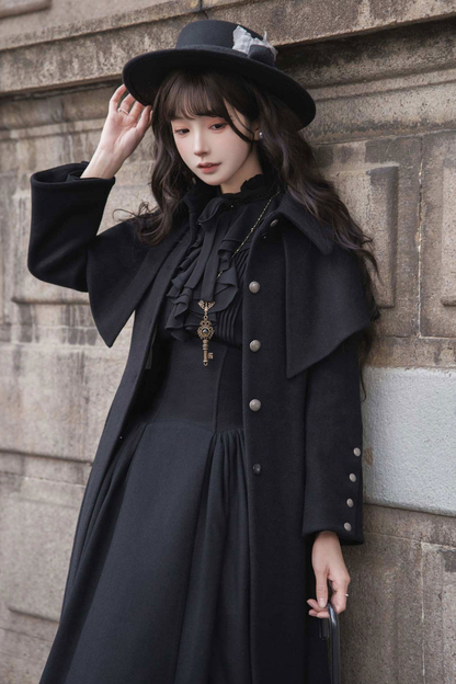 英國偵探蘿莉塔外套+披肩+裙子+襯衫+包+胸針+帽子+貝雷帽+項鍊