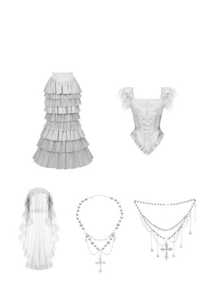 ゴシックロリータスカート+コルセット+ベール+ネックレス+ウエストチェーン