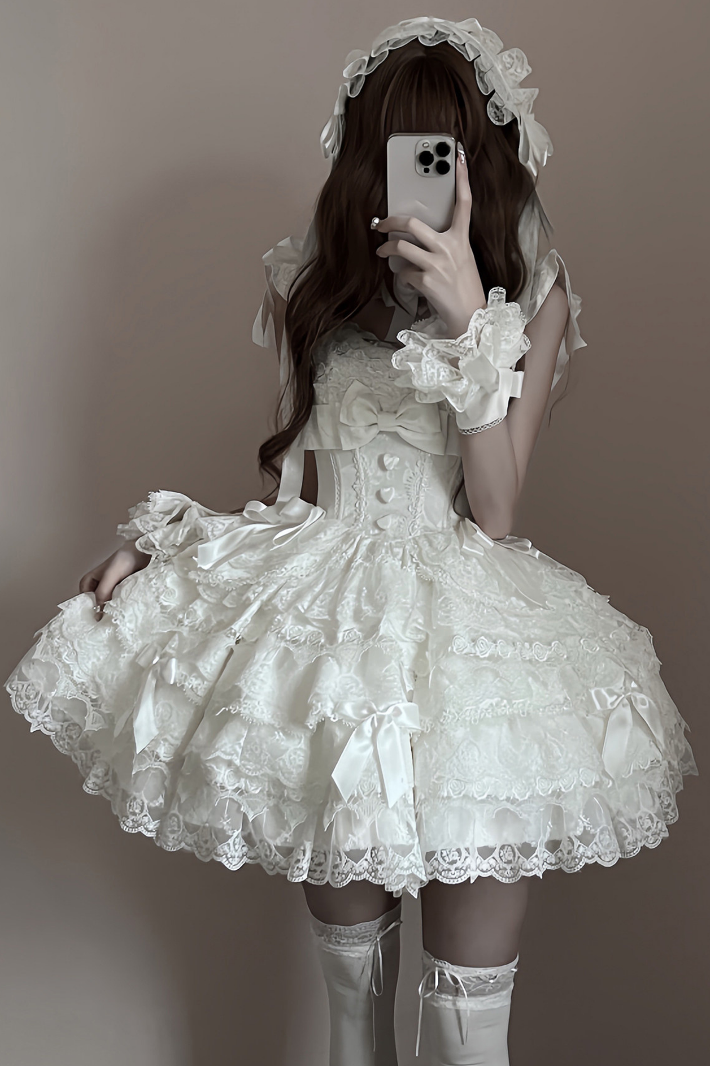 【予約商品】プリンセスバレエケーキロリータドレス+ヘアバンド+ネックレス+スリーブ+テール