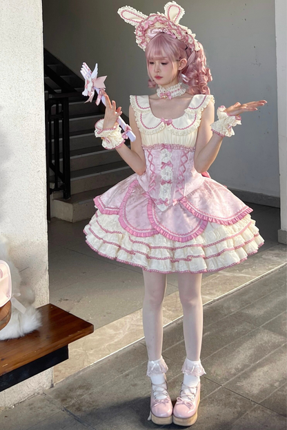 Magical Girl Lolita Dress + Bonnet + Pendant + Sleeves
