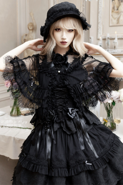 Moon River Lolita Puff Sleeve Top + Vest + Skirt