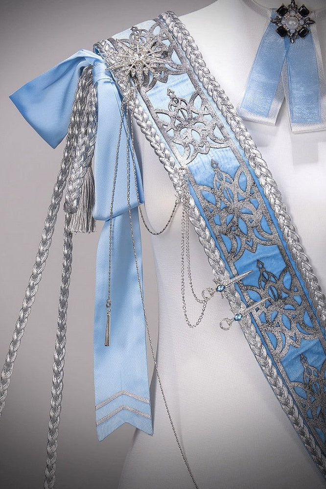 【12月7日予約締切】Light Blue & White Royal Prince-Style Military Lolita Set 1/2 + Full Set Ouji Fashion