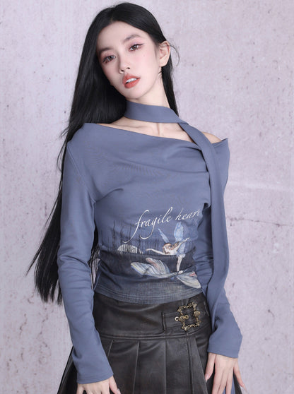 Butterfly Girl Slim Neck Scarf Tops