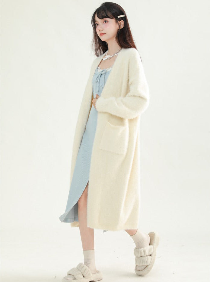 Fur Knit Long Cardigan