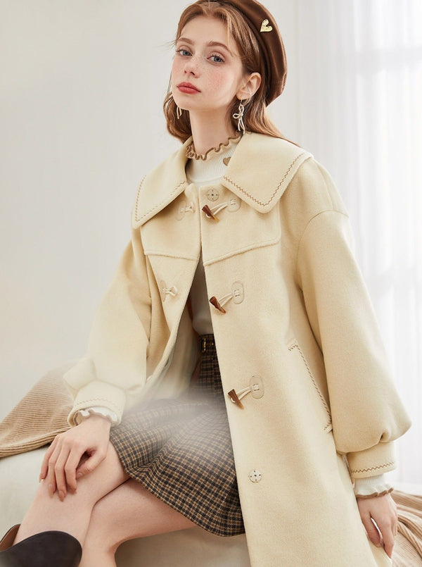 Stitched Mid-Length Horn Button Coat