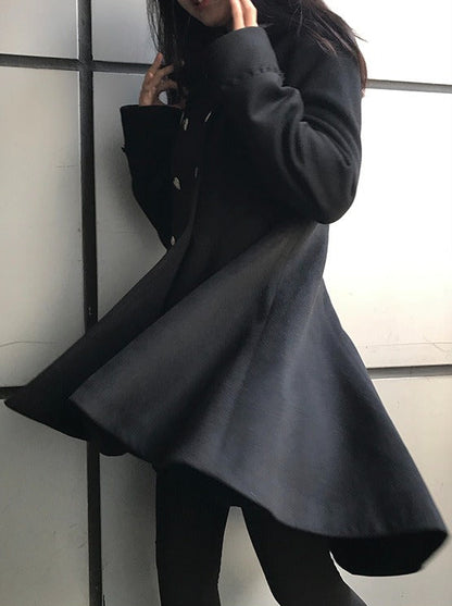 Metal Heart Black Wool Witchtail Coat