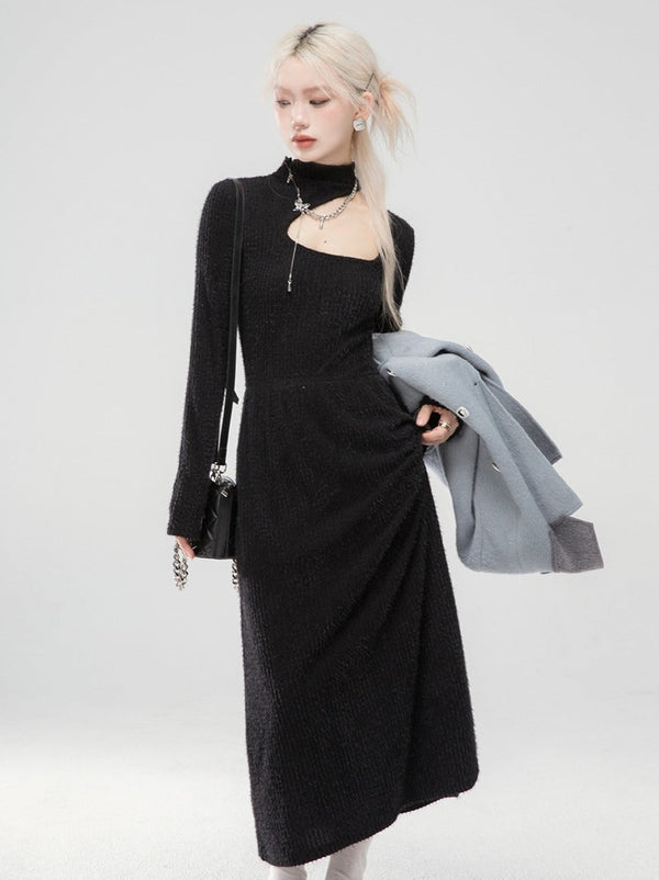 Black Turtle Design Cut-Outs Customized Knit Dress