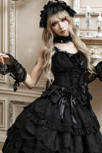 Moon River Lolita Puff Sleeve Top + Vest + Skirt