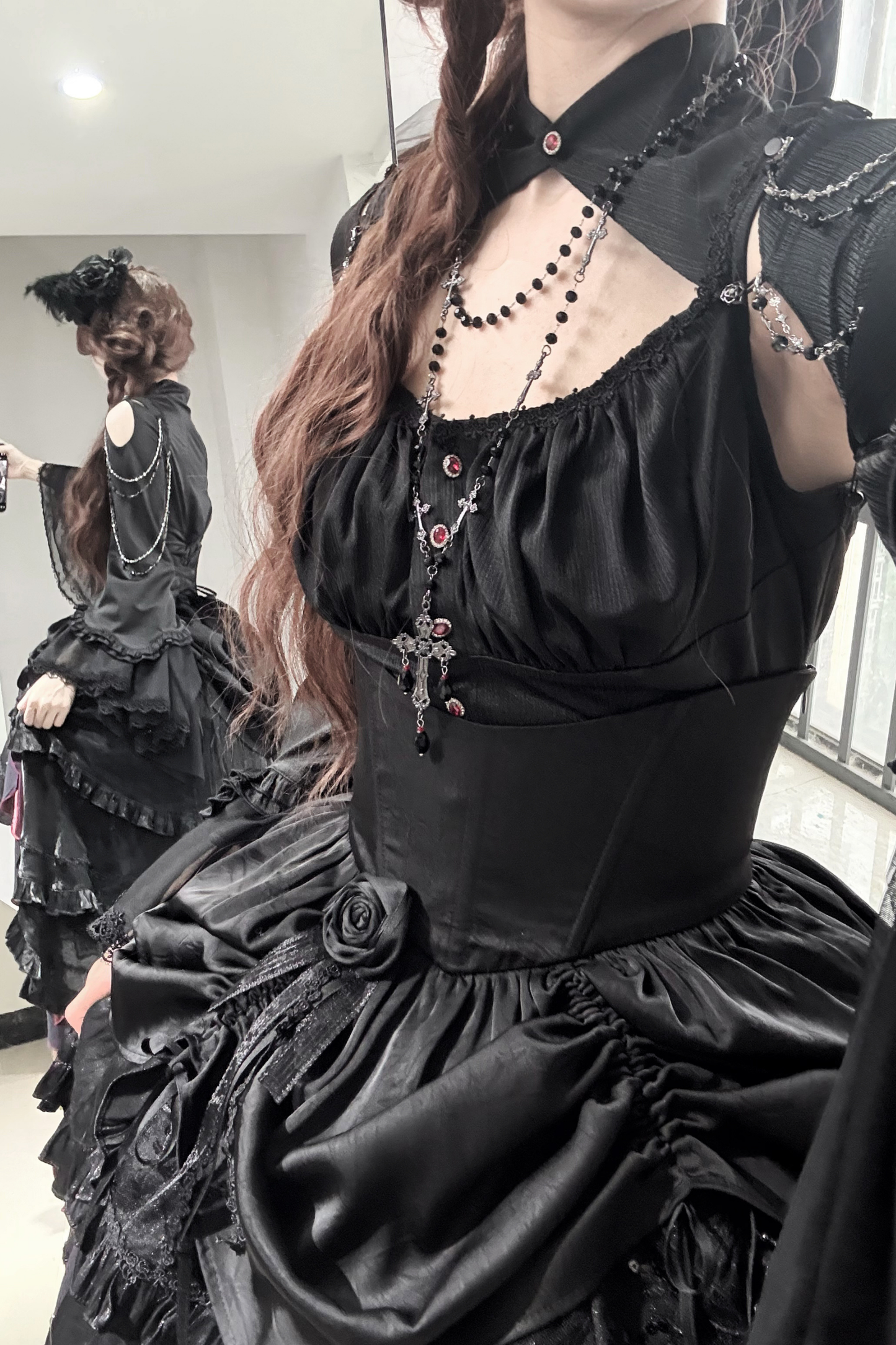 ダークフラワーゴシックロリータセットアップ