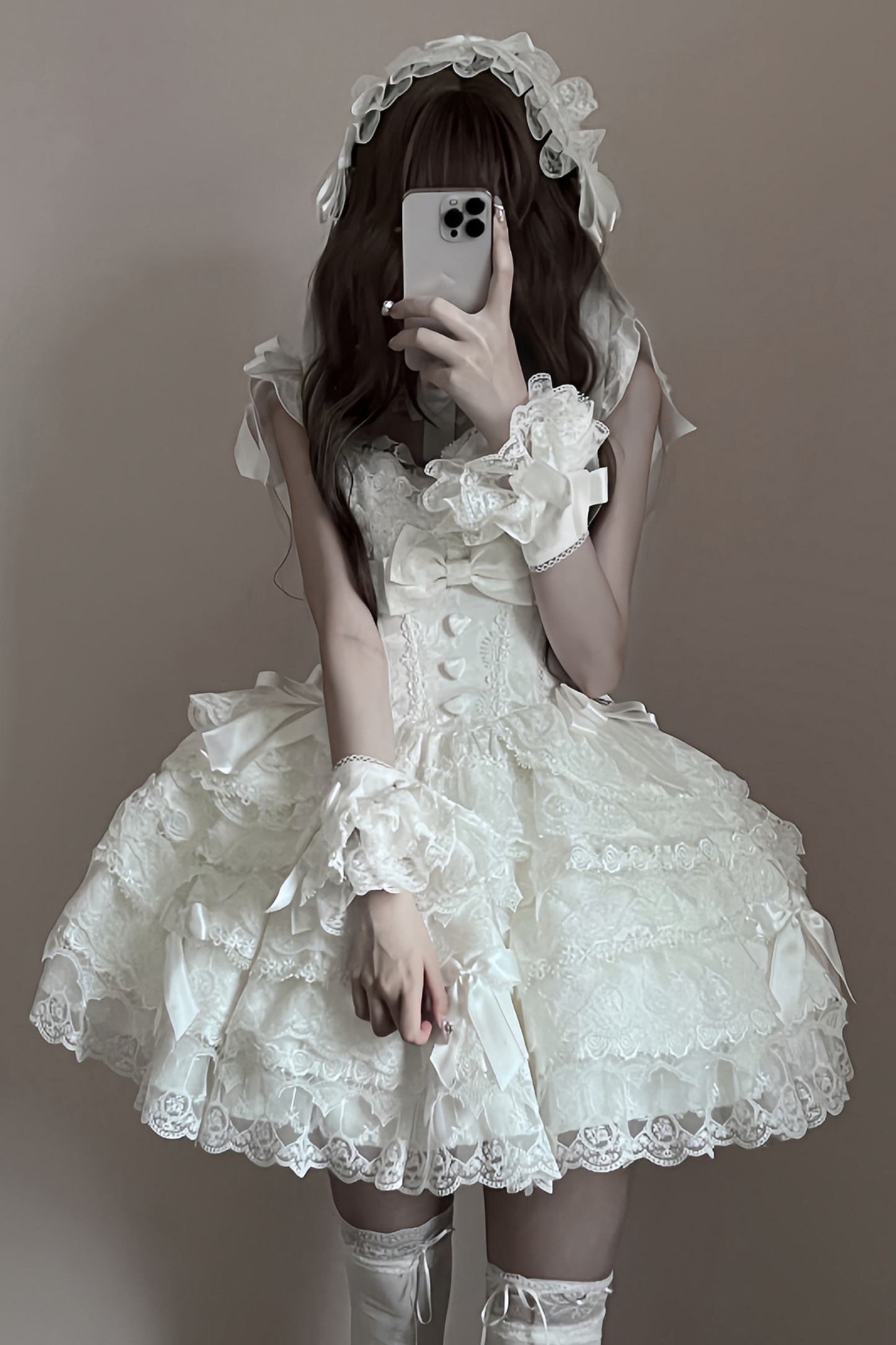 【予約商品】プリンセスバレエケーキロリータドレス+ヘアバンド+ネックレス+スリーブ+テール