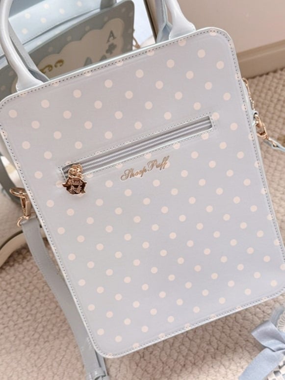 [Clôture des réservations le 16 juillet] Sac carré Alice fantaisie lapin cartes à pois avec bandoulière