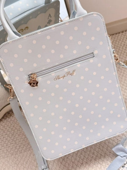 [Clôture des réservations le 16 juillet] Sac carré Alice fantaisie lapin cartes à pois avec bandoulière
