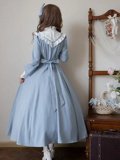 【Reservation deadline February 23】Classic Elegant Series Frill Stand Collar Flare Long Dress