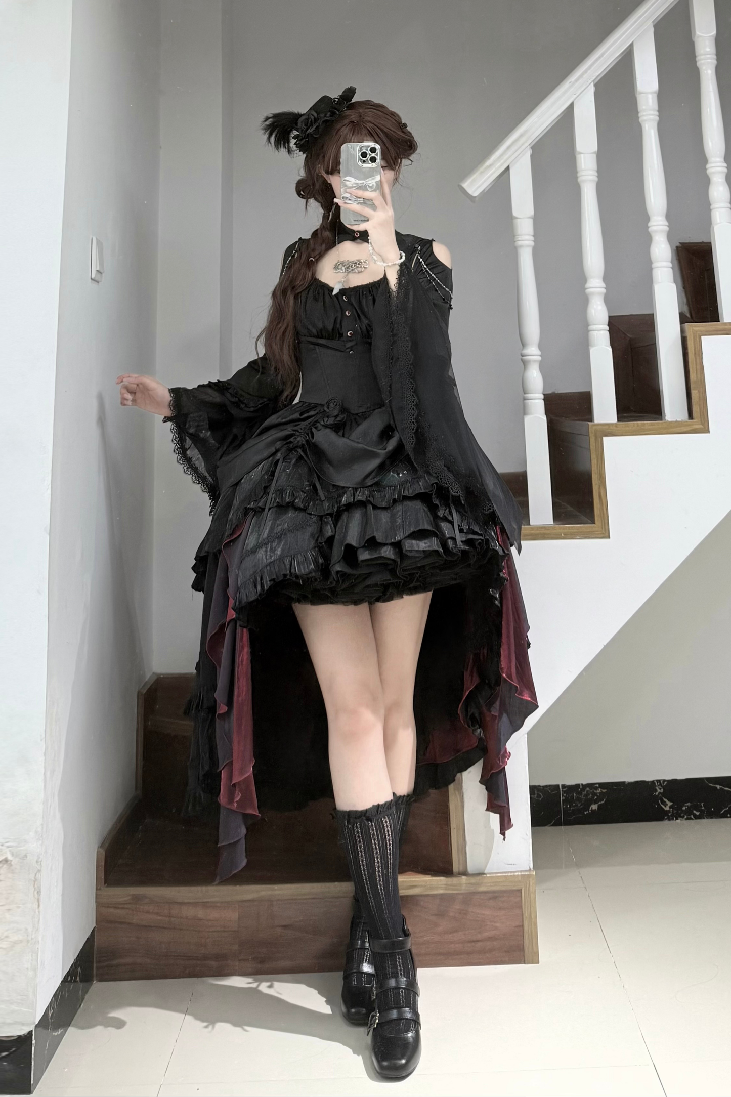 ダークフラワーゴシックロリータセットアップ