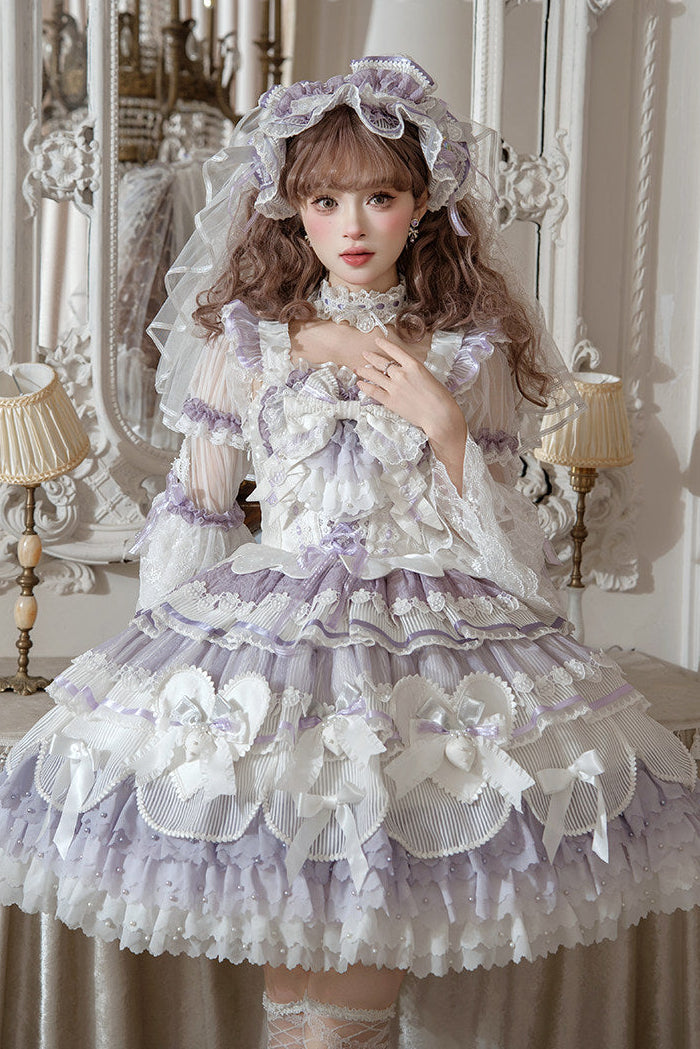 【8月8日予約締切】スウィートベリーロリータプリンセスティアードリボンJKSドレス＋ドレスセットA/B＋コンプリートセットA/B