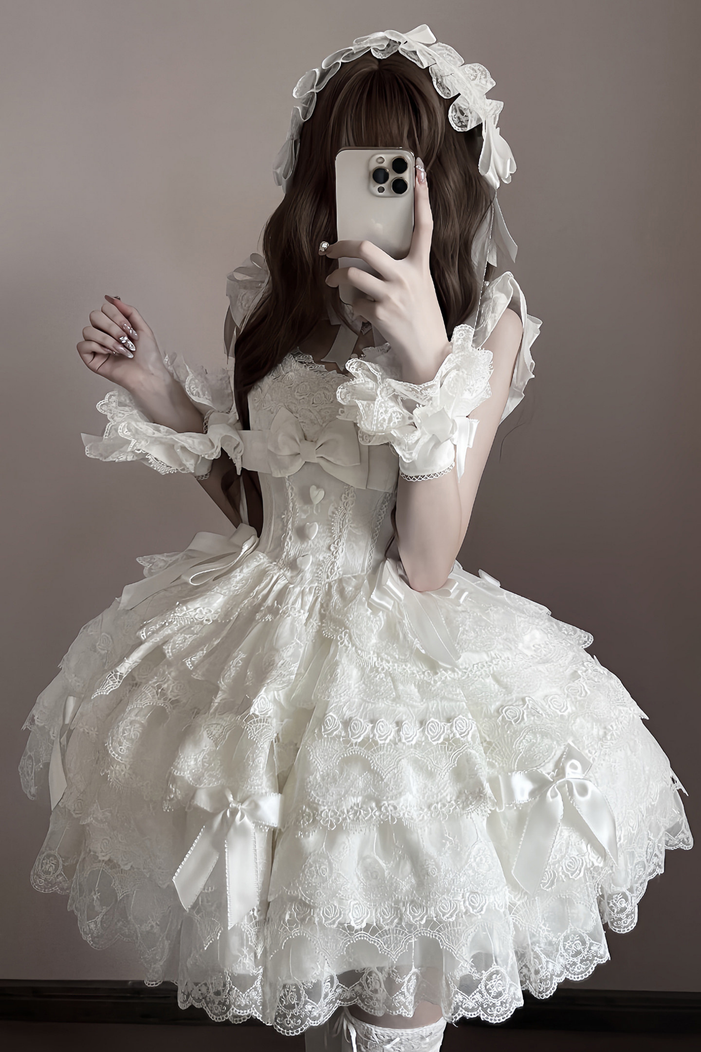 【予約商品】プリンセスバレエケーキロリータドレス+ヘアバンド+ネックレス+スリーブ+テール