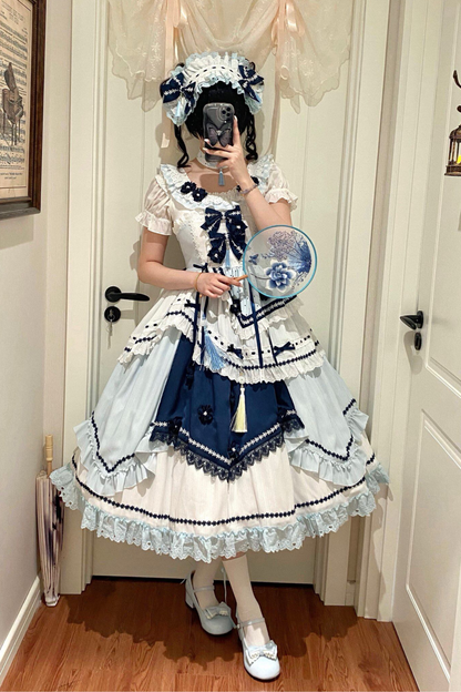 [3월 18일 예약마감] 차이나 드림 원피스 + 점퍼 스커트 + 소매 + 레그 워머 + 머리띠 + 칼라 + 클립 + 리본 + 공주 소매