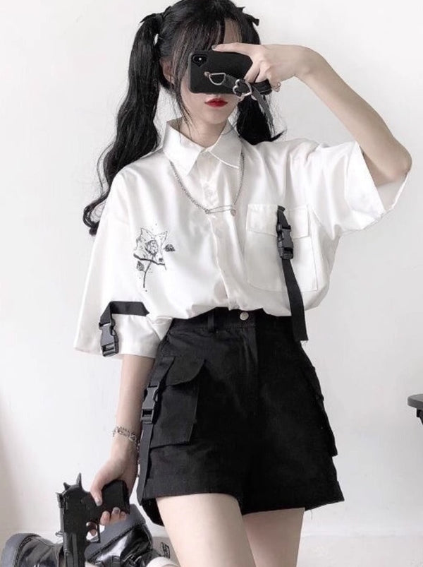 Yamikawa Buckle Shirt Cargo Short Pants Setup