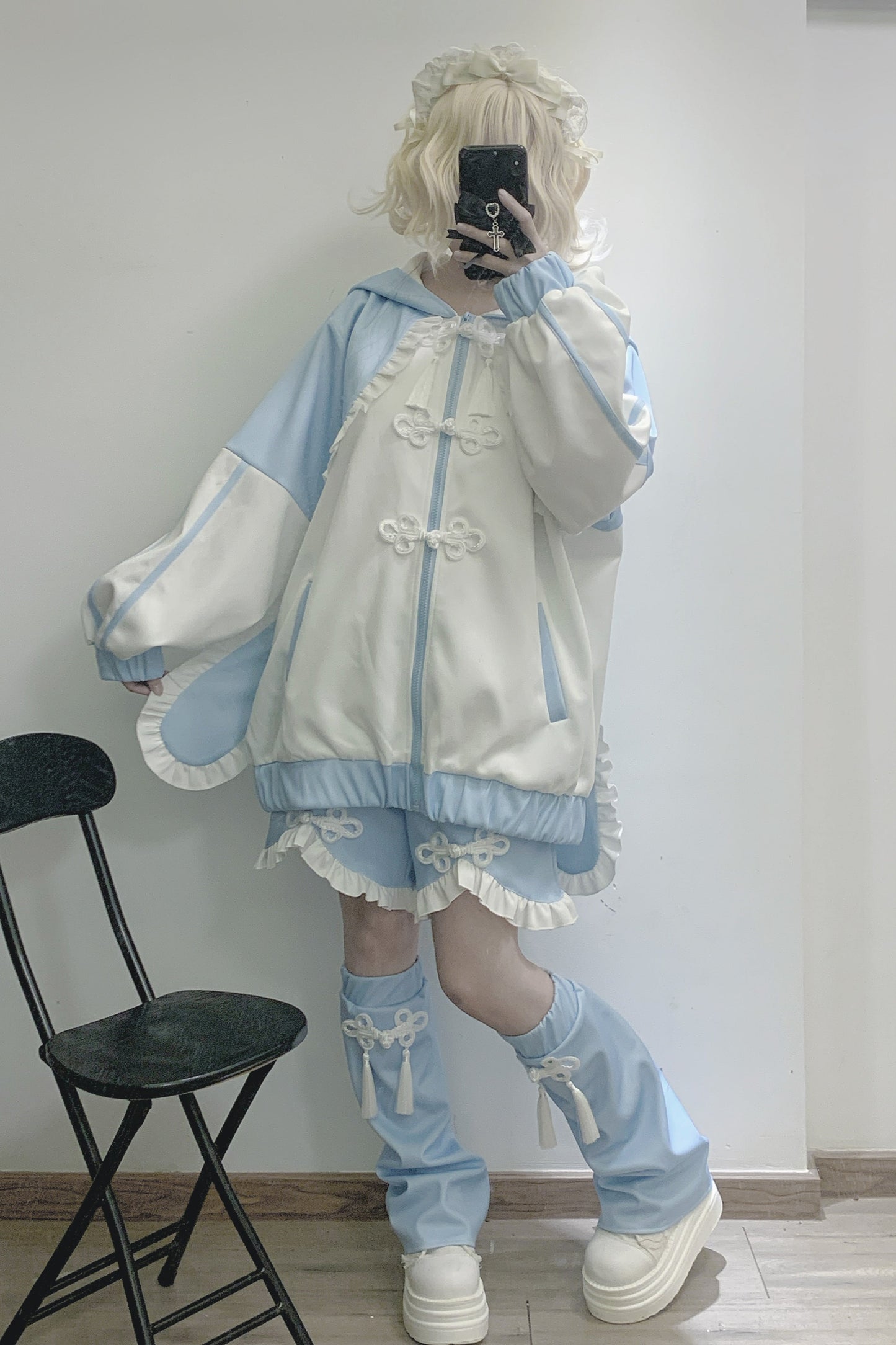 [Pre-order product] Bunny Ears Hoodie China Aqua Setup