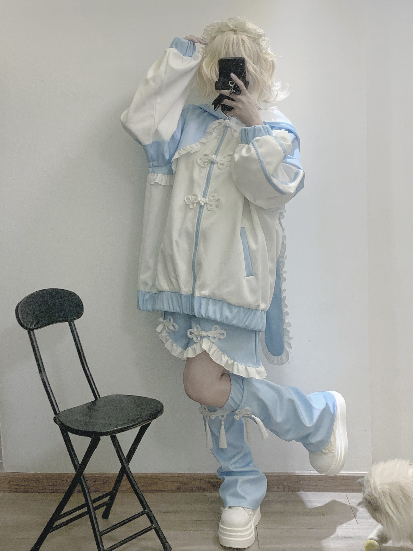 [Pre-order product] Bunny Ears Hoodie China Aqua Setup