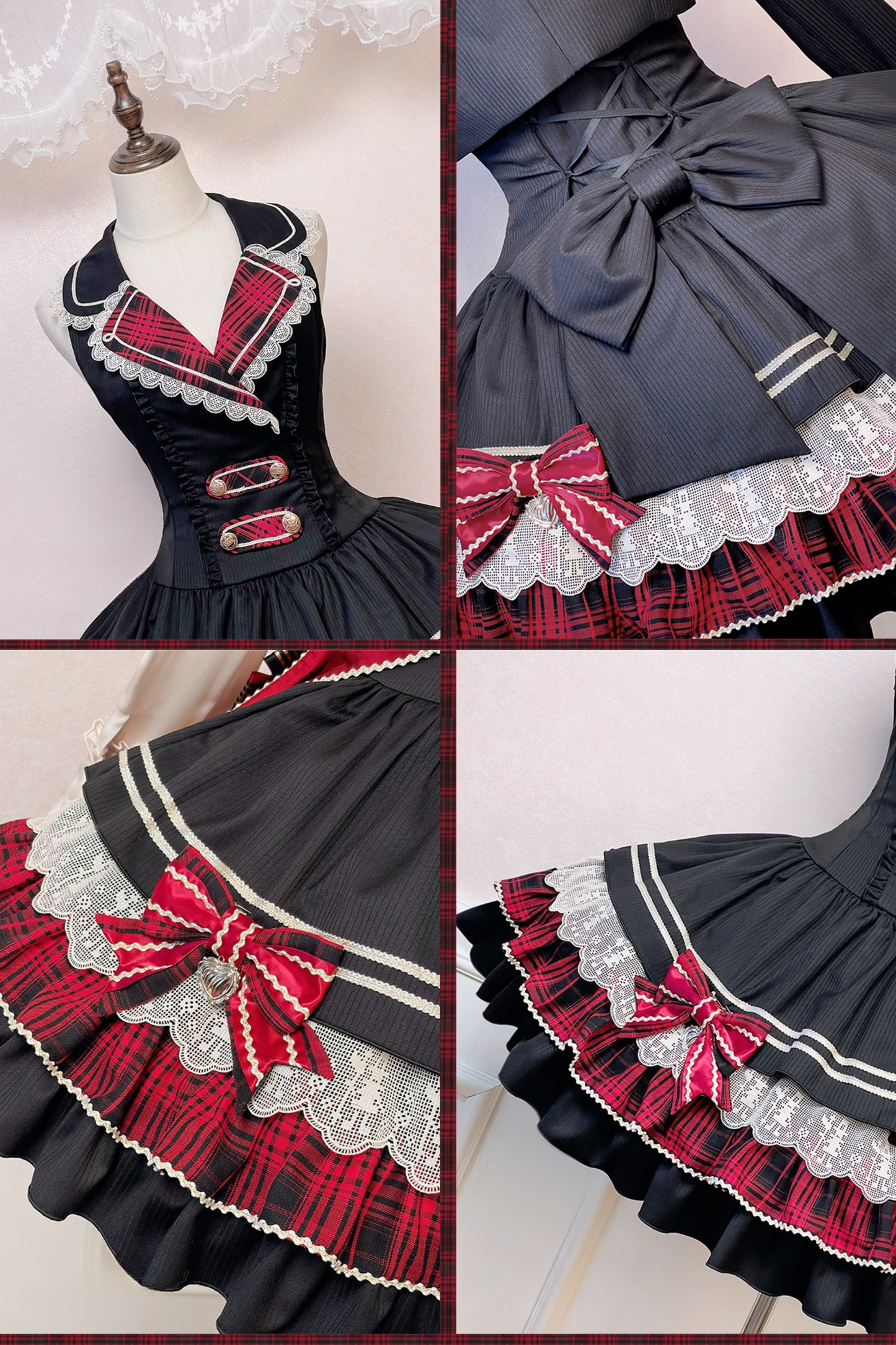 【1月13日予約締切】Honor Guard Ceremony ブラックレッドチェックテーラーカラービスチェドレス