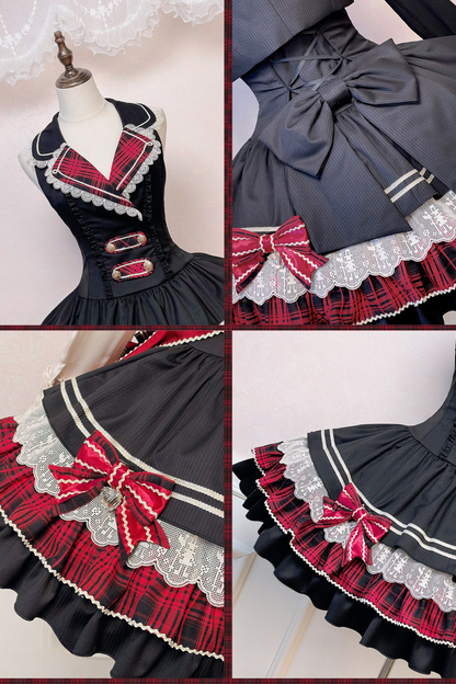 【1月13日予約締切】Honor Guard Ceremony ブラックレッドチェックテーラーカラービスチェドレス