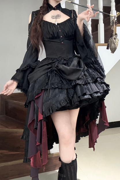 ダークフラワーゴシックロリータセットアップ