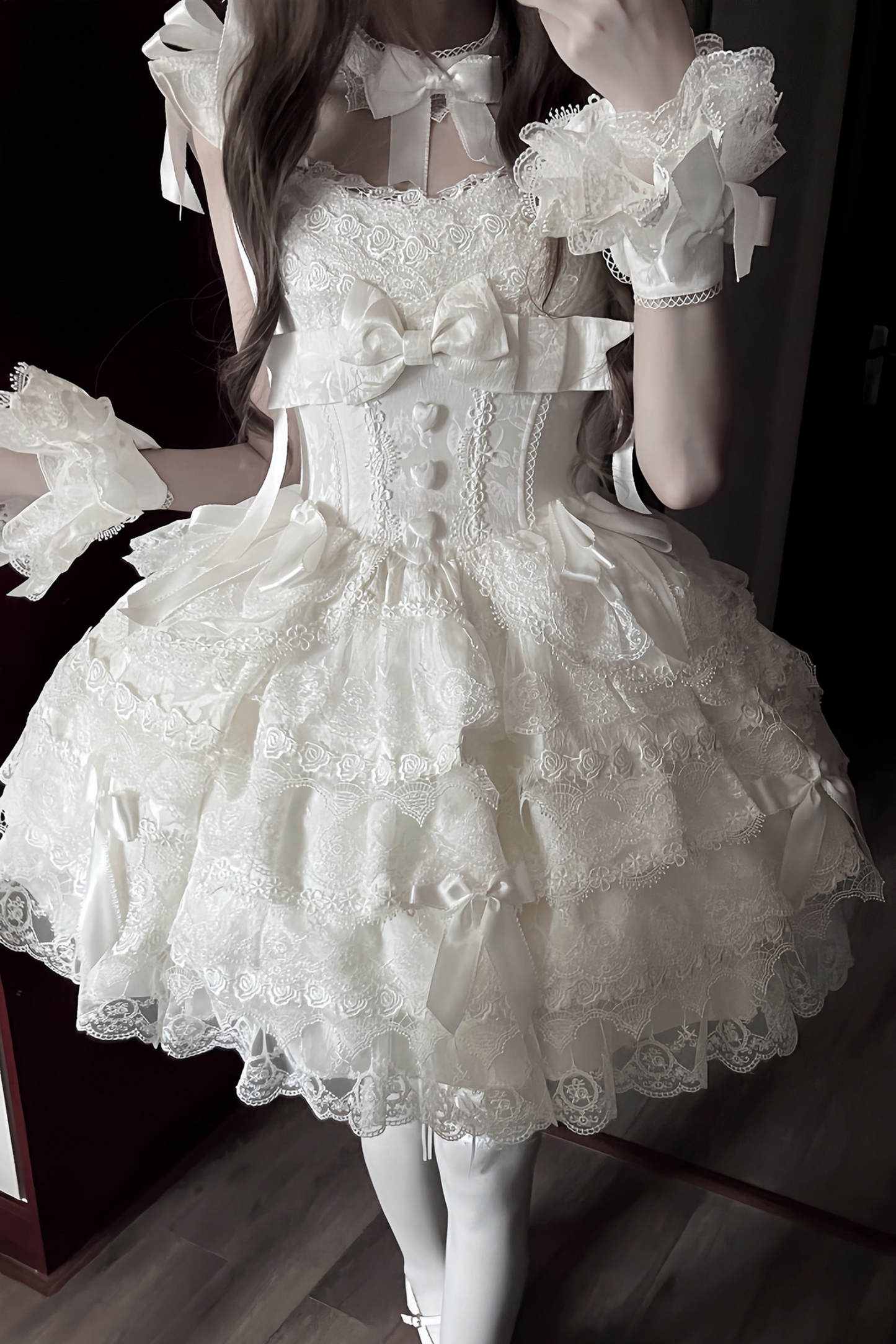 【予約商品】プリンセスバレエケーキロリータドレス+ヘアバンド+ネックレス+スリーブ+テール