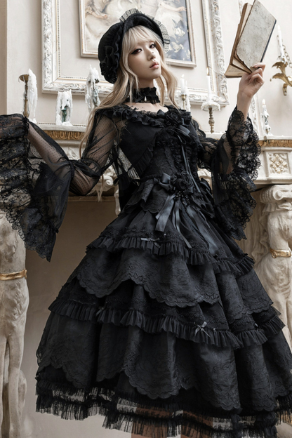 Moon River Lolita Puff Sleeve Top + Vest + Skirt