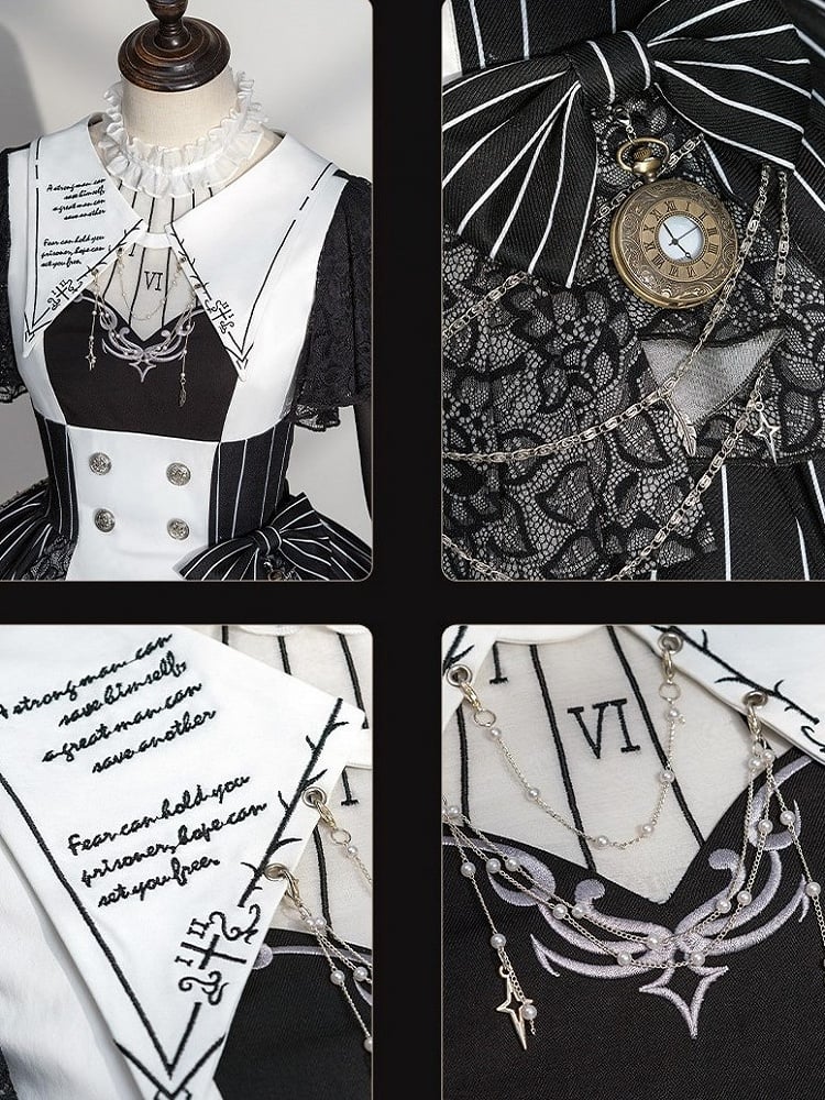 【2月26日予約締切】ゴシックエンブロイダリーストライプ懐中時計シスタードレスフルセット＋ヘッドドレス