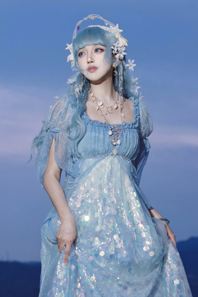 Mermaid Shining Blue Dress