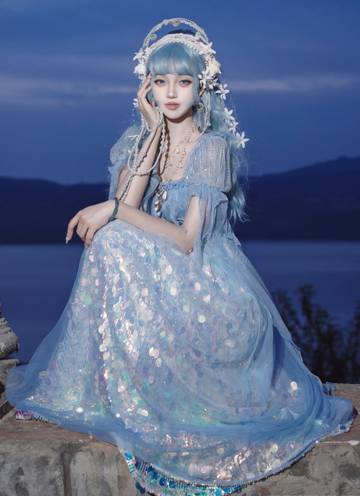 Mermaid Shining Blue Dress