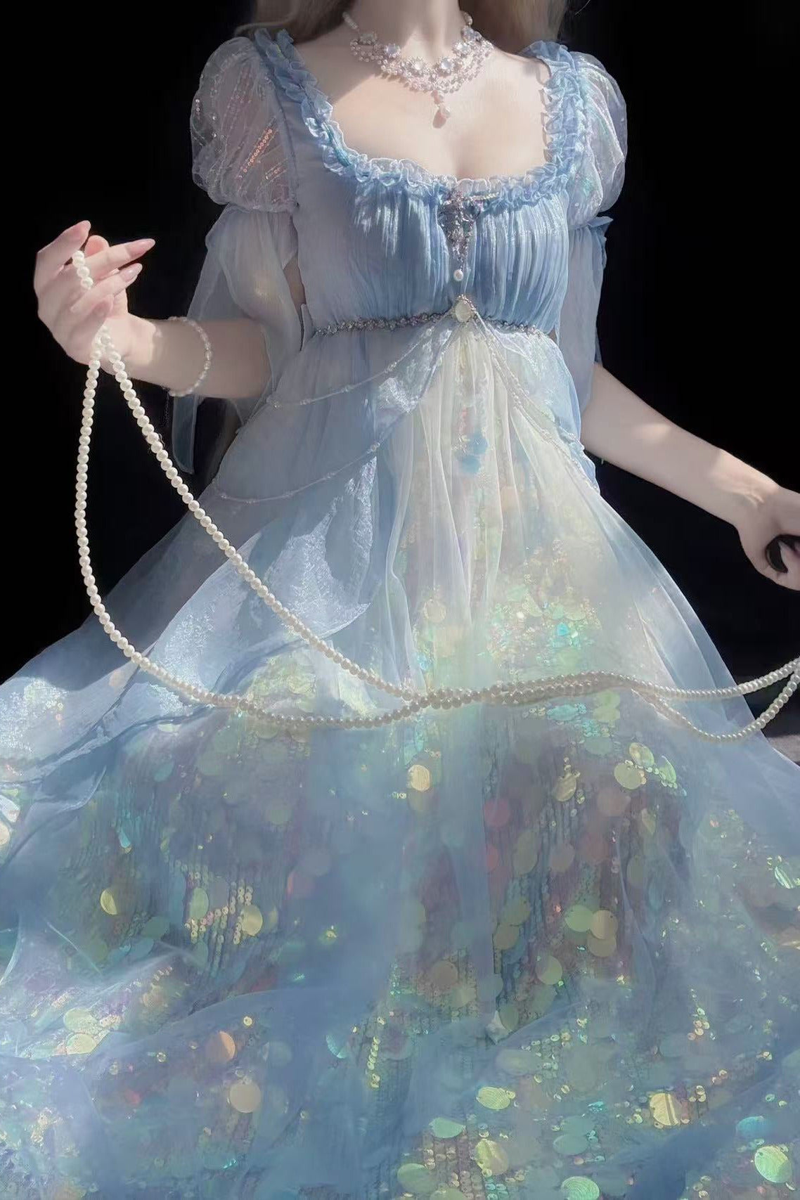 Mermaid Shining Blue Dress