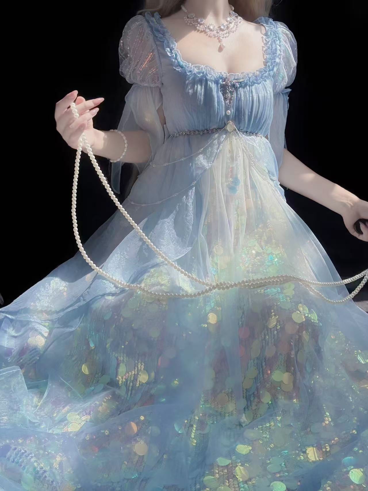 Mermaid Shining Blue Dress