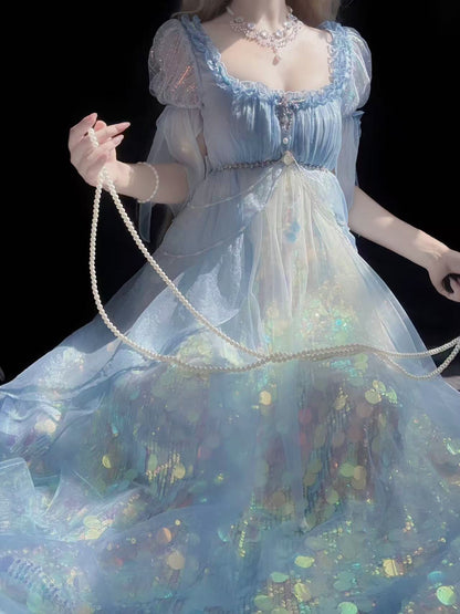 Mermaid Shining Blue Dress