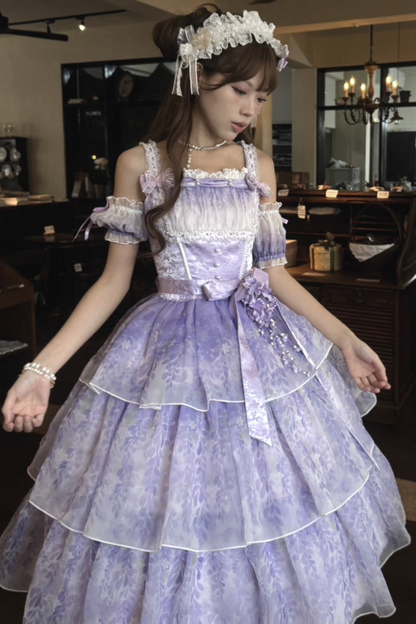 【予約商品】バレエスタイルエレガントドレス+ハット+ヘアバンド+リボンテール