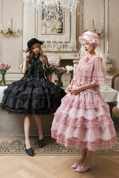 Moon River Lolita Puff Sleeve Top + Vest + Skirt