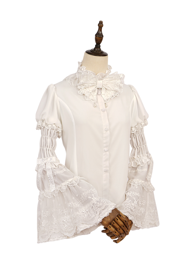 Floral Banquet Princess Sleeve Shirt + Ruffle Lolita Dress