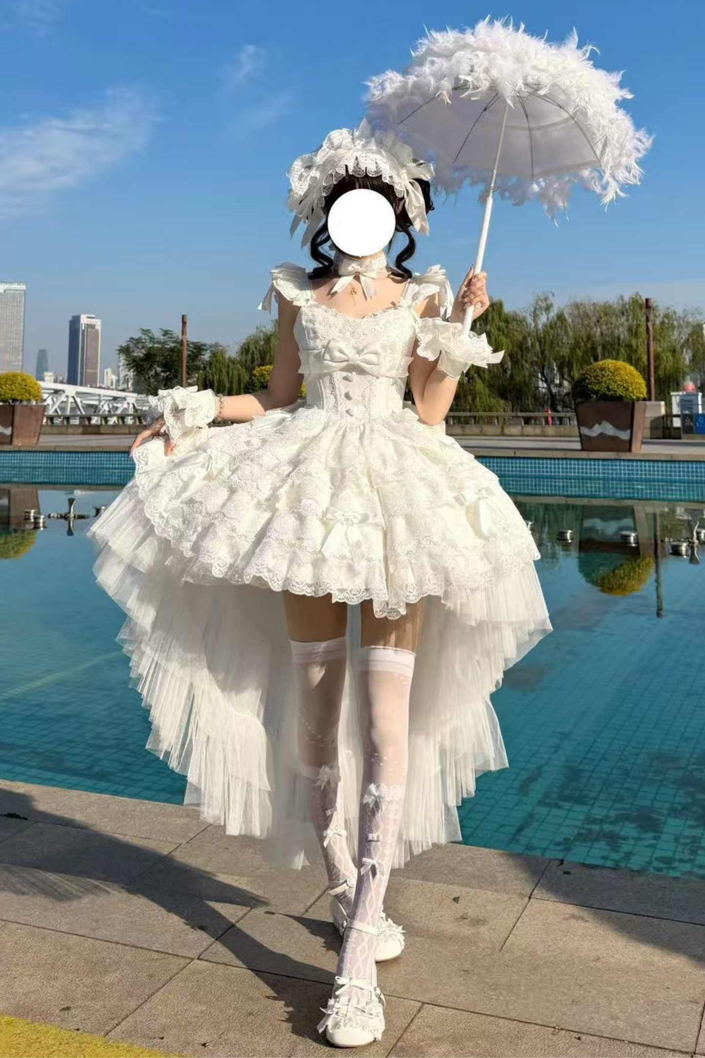 【予約商品】プリンセスバレエケーキロリータドレス+ヘアバンド+ネックレス+スリーブ+テール