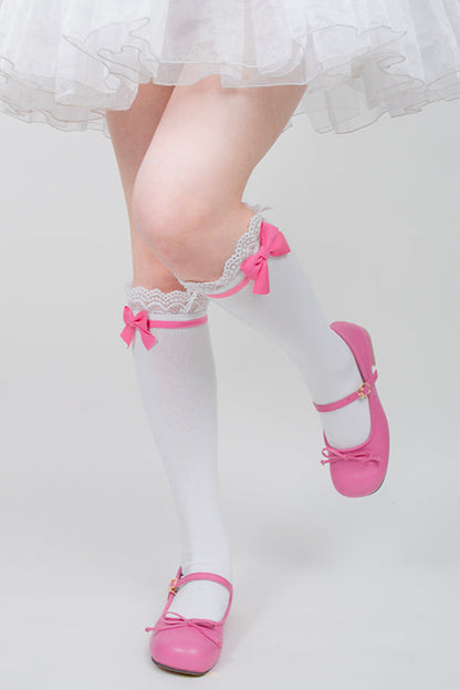 Lace Ribbon Doll Maid Knee-High Socks