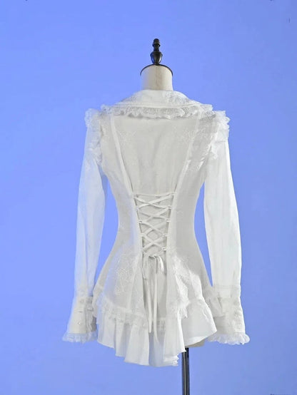 Spider Web Gothic Lace Ribbon Shirt