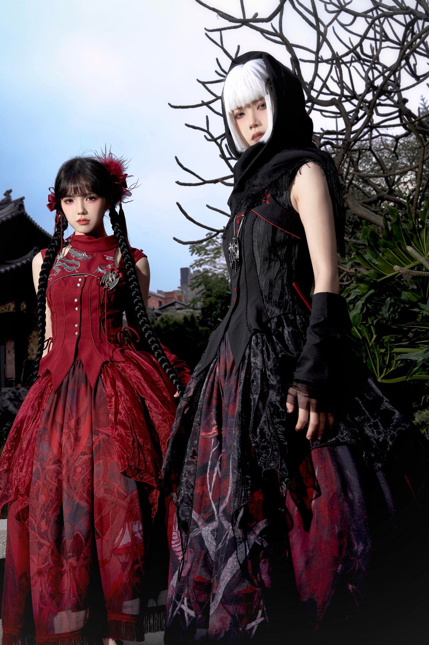 [Deadline for reservations: February 26th] Red Dragon x Black Dragon x Purple Snake Lolita China Gothic Setup