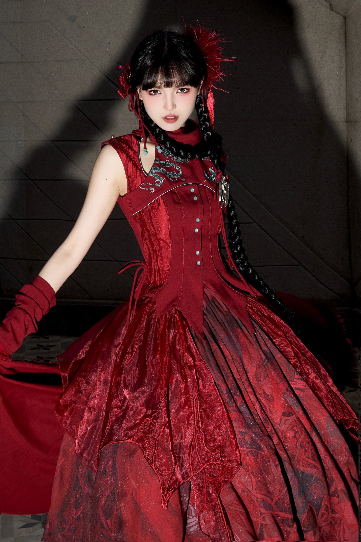 [Deadline for reservations: February 26th] Red Dragon x Black Dragon x Purple Snake Lolita China Gothic Setup