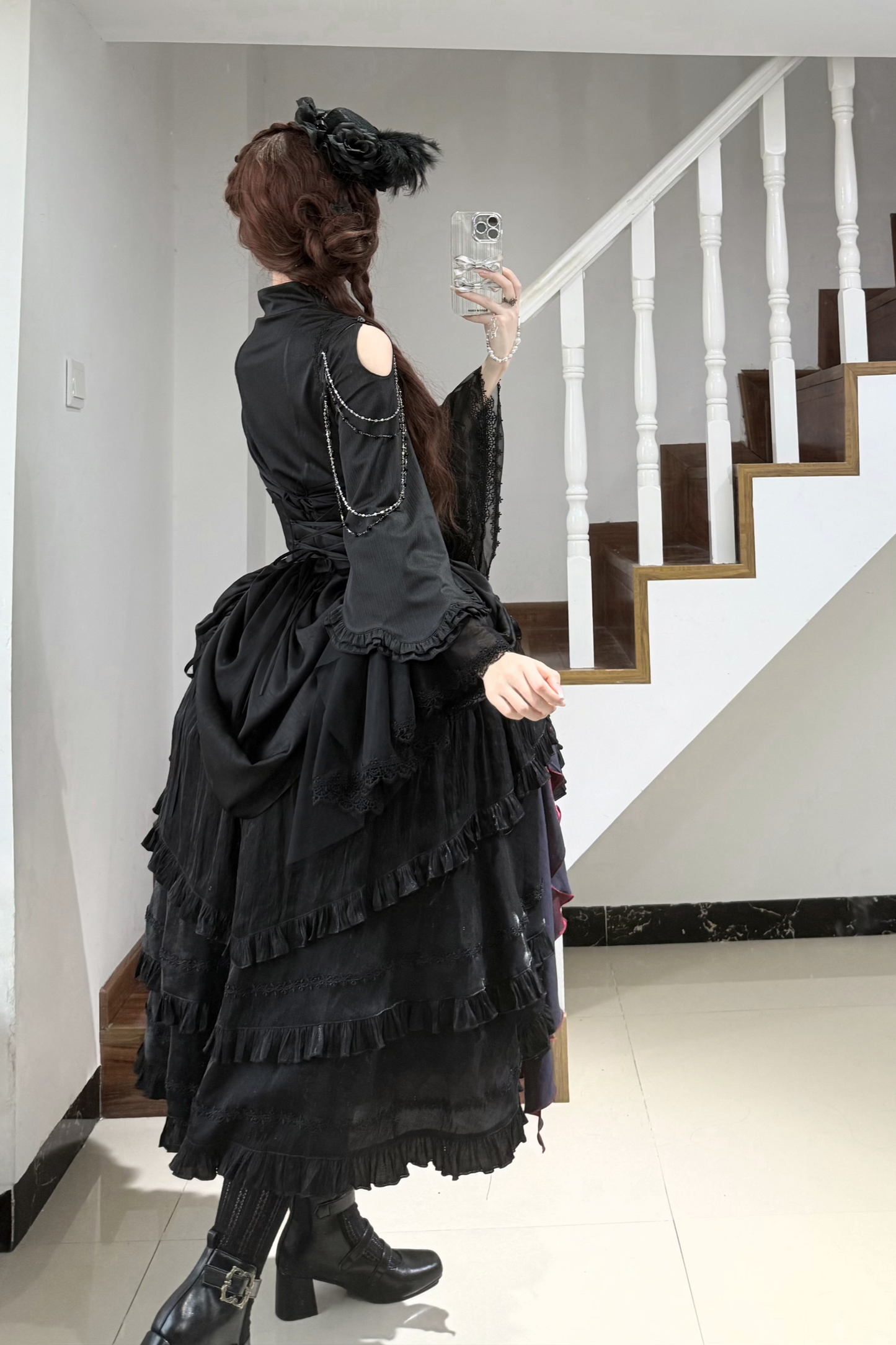 ダークフラワーゴシックロリータセットアップ