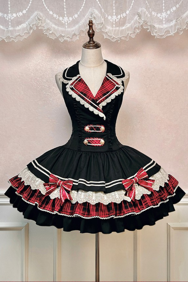 【1月13日予約締切】Honor Guard Ceremony ブラックレッドチェックテーラーカラービスチェドレス