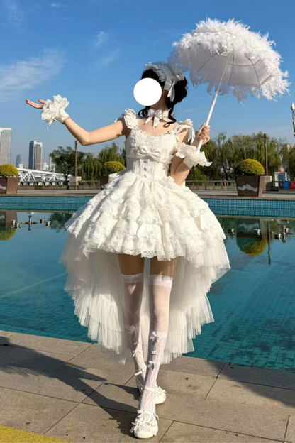 【予約商品】プリンセスバレエケーキロリータドレス+ヘアバンド+ネックレス+スリーブ+テール