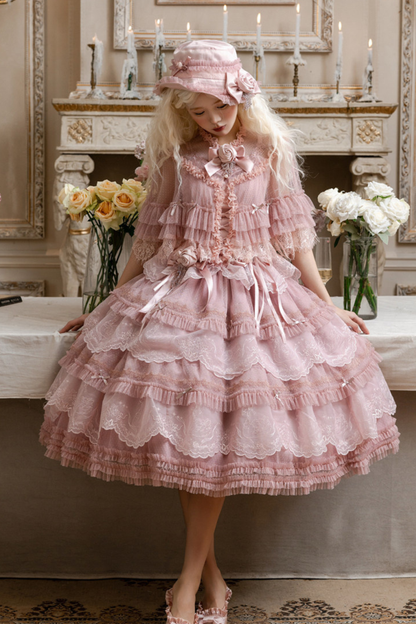 Moon River Lolita Puff Sleeve Top + Vest + Skirt
