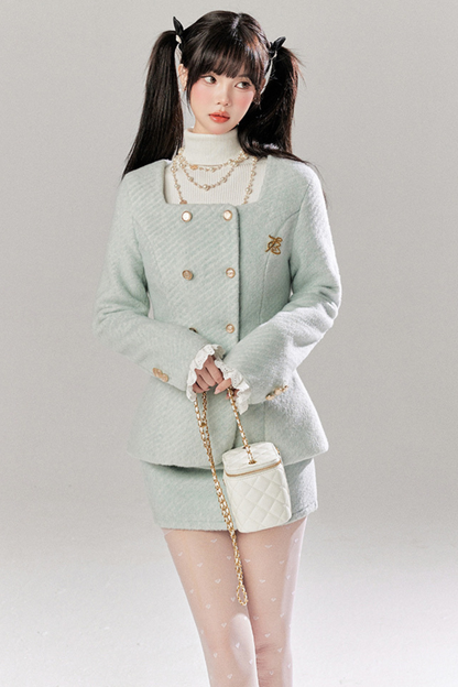 Ice Blue Retro Gurley Jacket + Tight Skirt